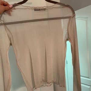 Brandy Melville mesh baby pink shirt